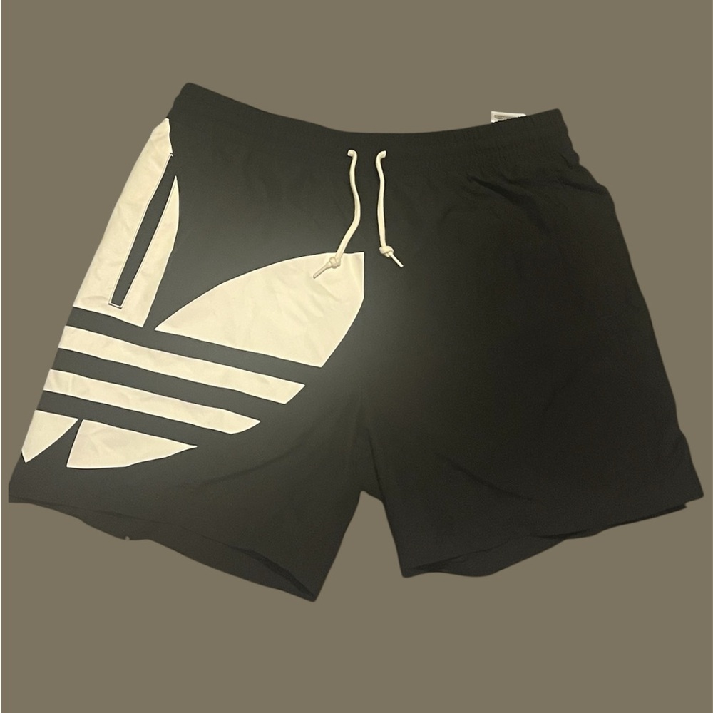 Adidas Black swim Shorts with White Drawstring